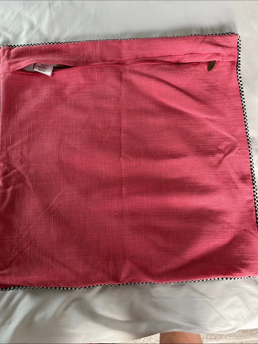 Mackenzie Childs flamingo beaded pink pillow sham bird coral cotton reversible